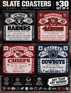 NFL Slate Coasters Set of 4