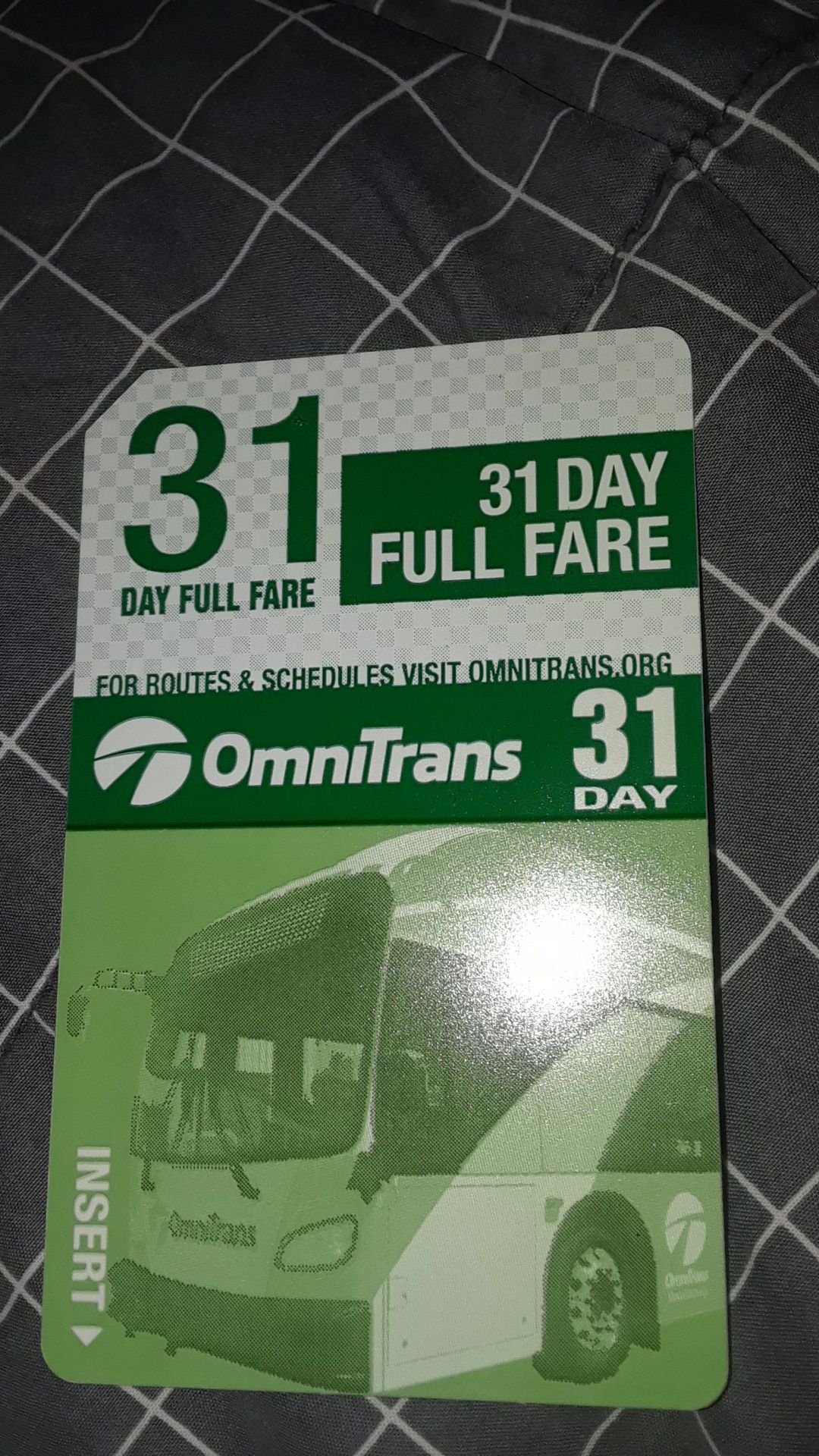 31 Day full fare bus pass