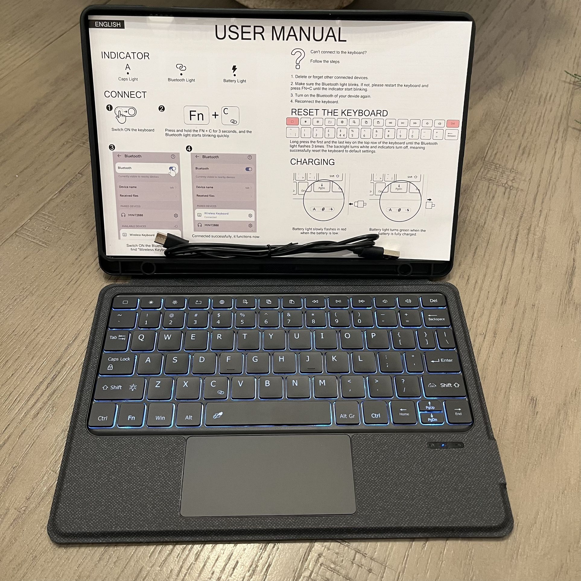 Wireless Keyboard Folio Case For Samsung Galaxy S10 FE Tablet