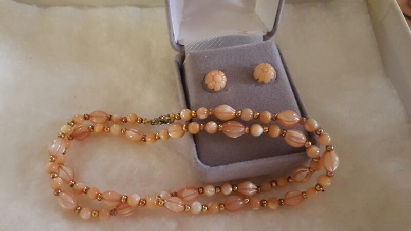 Fashion Coral 17 " Necklace & Earring Set