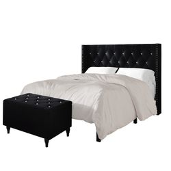 Queen Size Black Velvet 2 Pieces