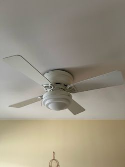 White Flush Mount Ceiling Fan with Light