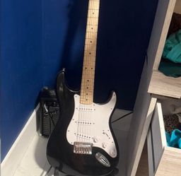 Squier Sonic Stratocaster Electric Guitar Pack- Amp, guitar stand, electric guitar and tuner