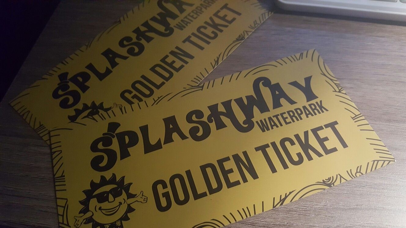 SPLASHWAY WATERPARK GOLDEN TICKET FOR SALE