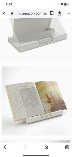 Clear acrylic cookbook stand / recipe holder