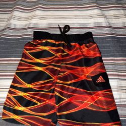 Adias swimming shorts black and orange stripes