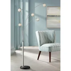 Possini Euro Design Allegra Mid Century Modern Chrome Arc Floor Lamp