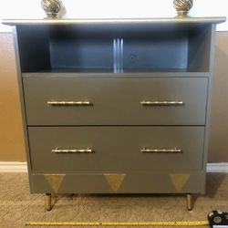 2 Drawer Chest In Metallic Gold and Olive