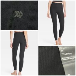 NWT All In Motion Everyday Soft High-Rise Ribbed 7/8 Leggings - Black - Size S
