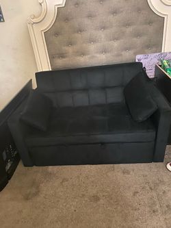 Black Tufted Loveseat Sofa with Pillows