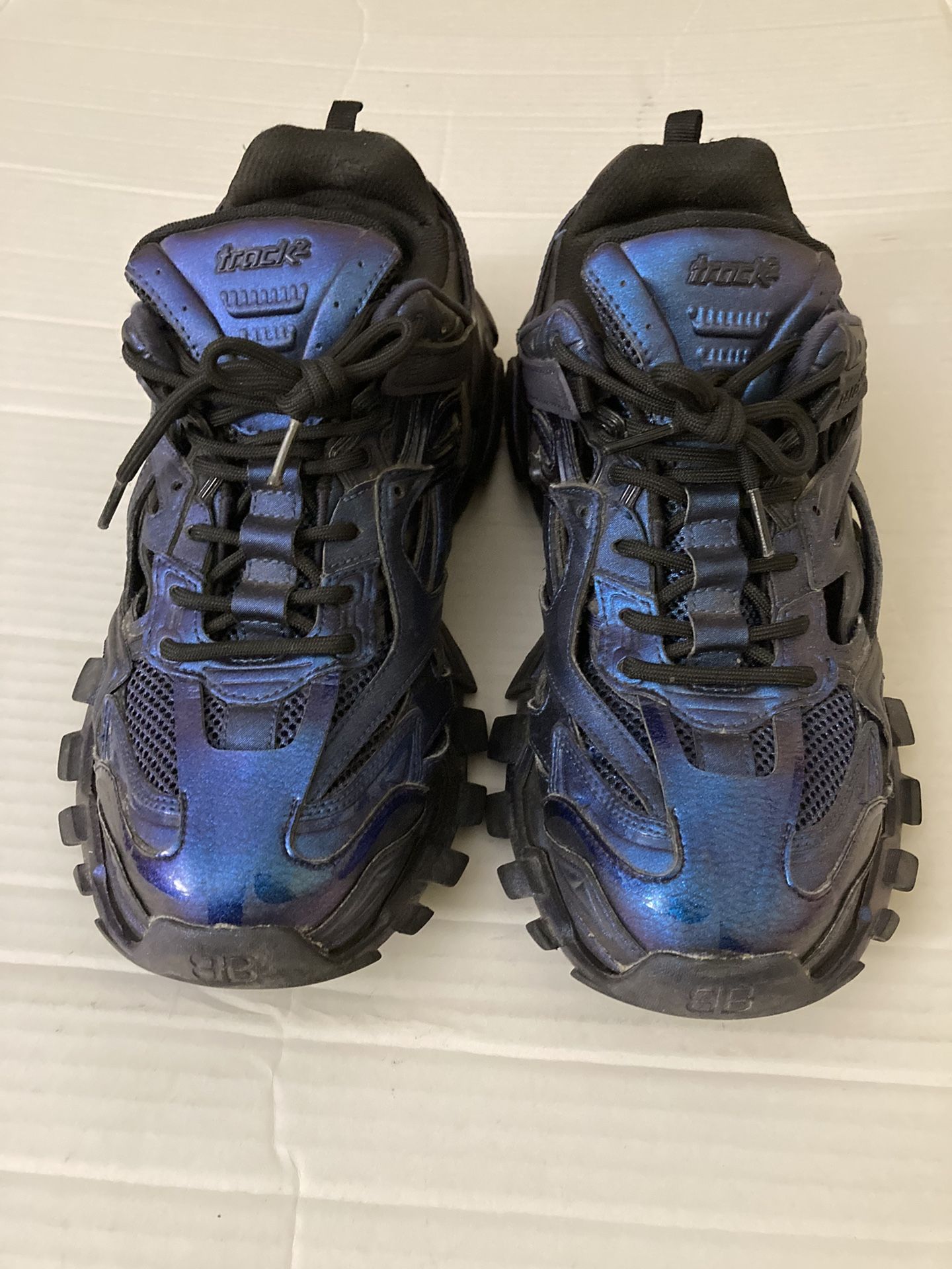 Balenciaga Purple Pearl Iridescent Track 2 Open Sneaker