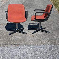 Pair Of 1970s Chrome Base Armchairs 