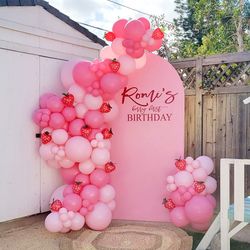 Berry First Birthday Balloon Photo Backdrop