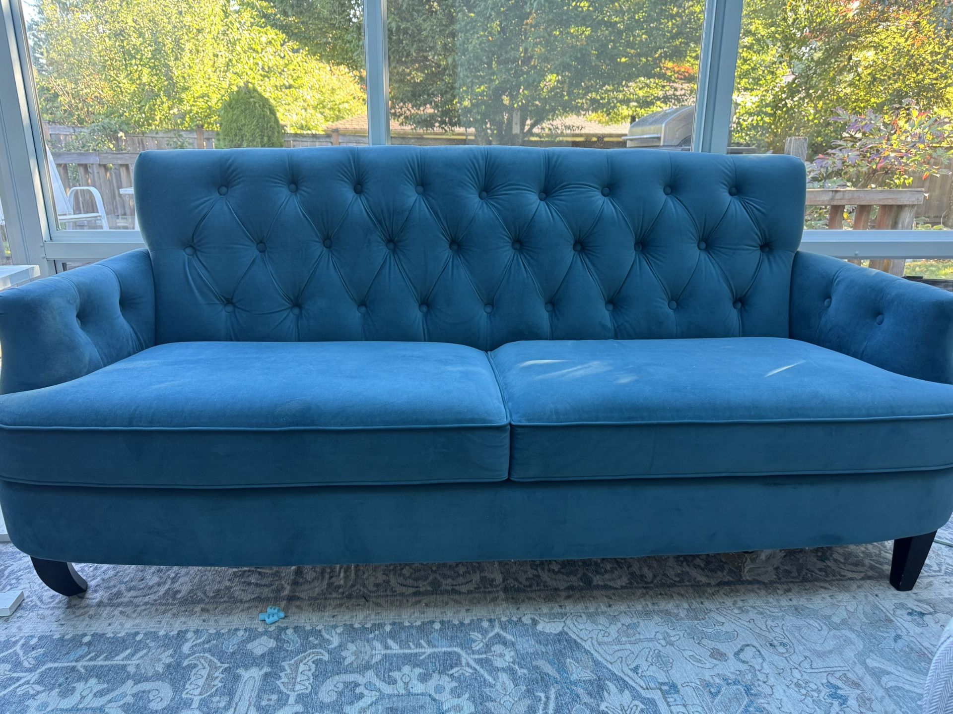 Velvet Sofa - Tuft Back, Tuxedo Arms