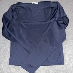 Blue Long Sleeve Crop Top 