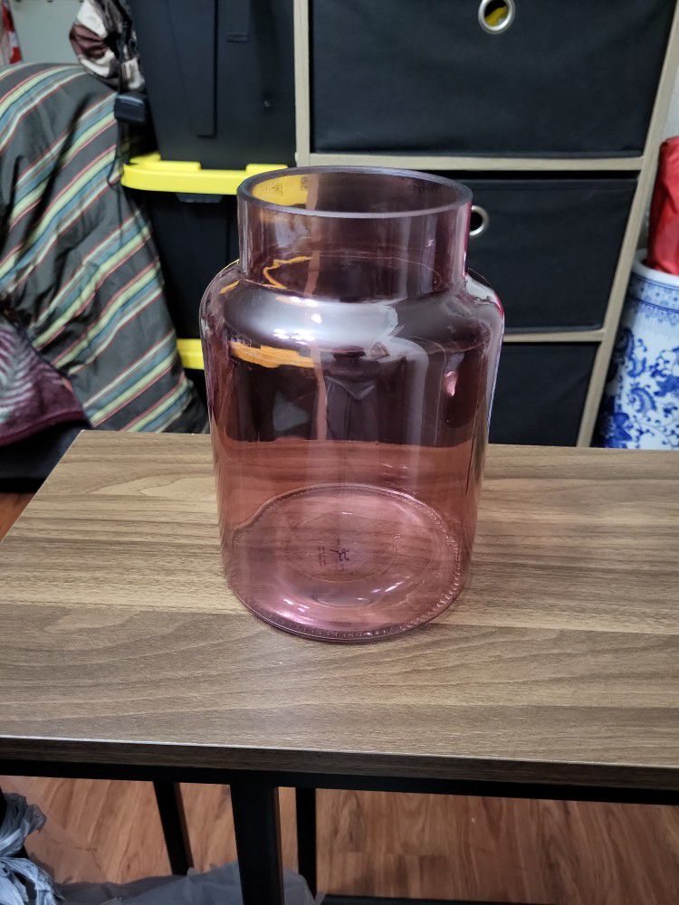 FTD Blush Pink Cinched Mauve Glass Flower Pot Vase 