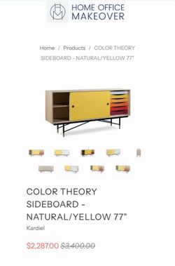 COLOR THEORY SIDEBOARD - NATURAL/YELLOW 77"