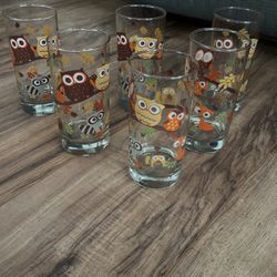 6 VINTAGE LIBBY WOODLAND GLASSES Excellent Condition 