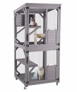 Outdoor Cat Catio AIR22, Cat House for 2–3 Cats, Connects to Window or Cat Door