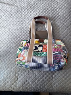 Vintage Coach Hamptons Weekend Signature Multicolor Patchwork Tote (Style 10454)