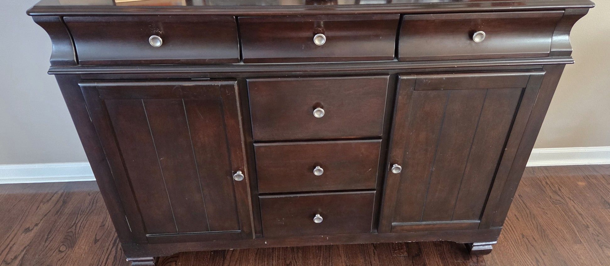 Dark Brown Wood Buffet Cabinet