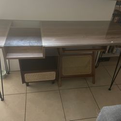 Glass Top Desk Night Stand And Side Table