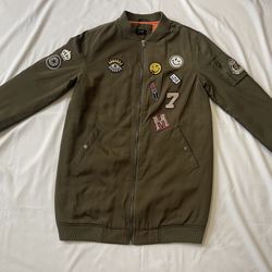 Fate Bomber Jacket Outerwear Long Sleeve Shirt Pullover Sweater Full Zip Women L