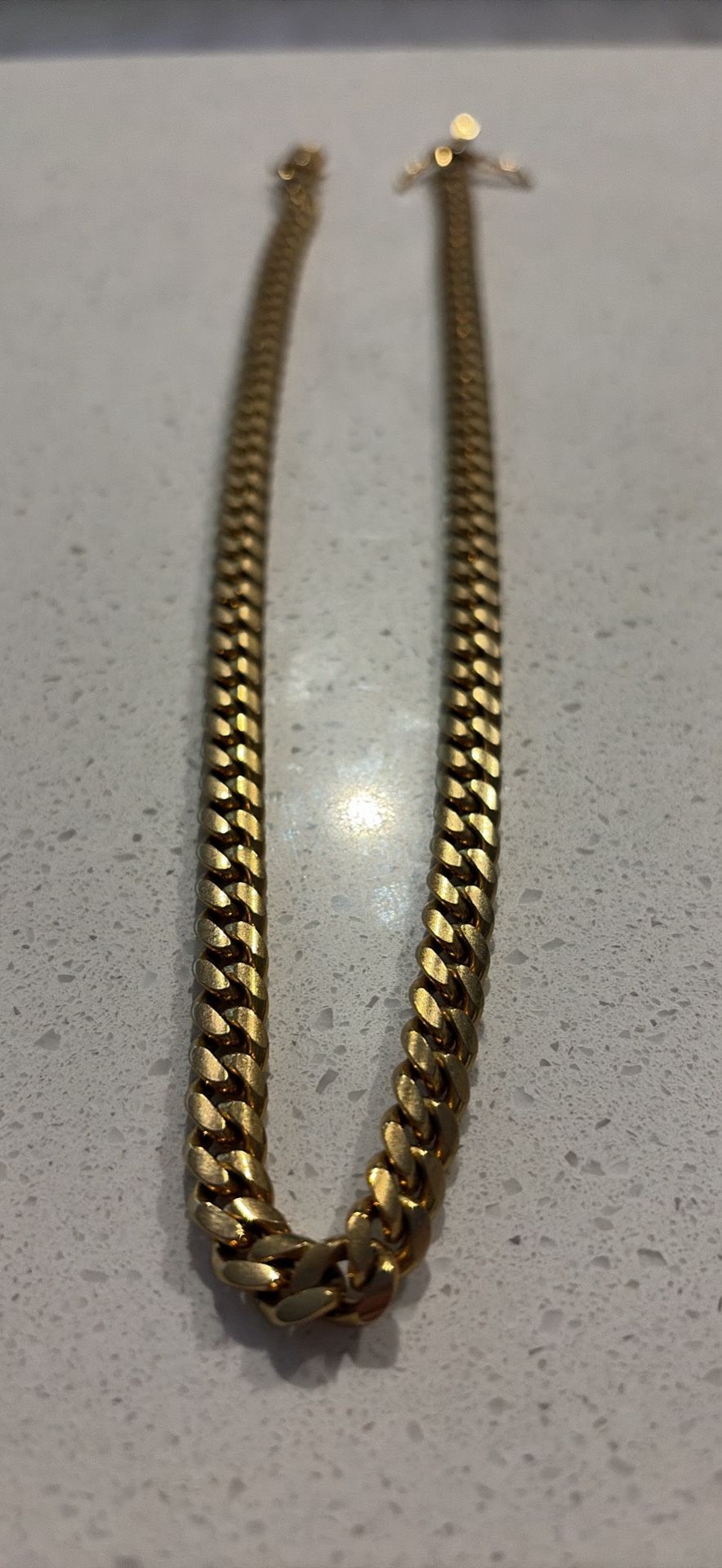 14k Yellow Gold Miami Cuban Link Chain . Stainless Steel