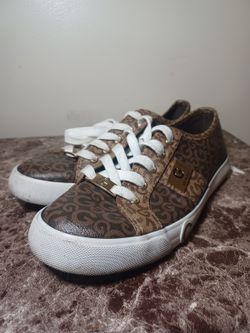 NEW GBG Los Angeles Shoes Womens Size 10 M All Over Logo Brown & Gold Sneakers