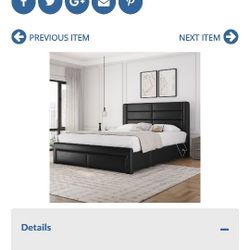 Beds Wade Logan Avelle Vegan Leather Metal Platform Storage Bed with 3 Storage Drawers and BuiltIn USB Ports Color Black Size Queen

