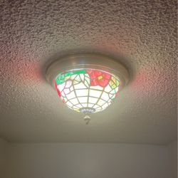 Antique Floral stained Glass Light Fixture 