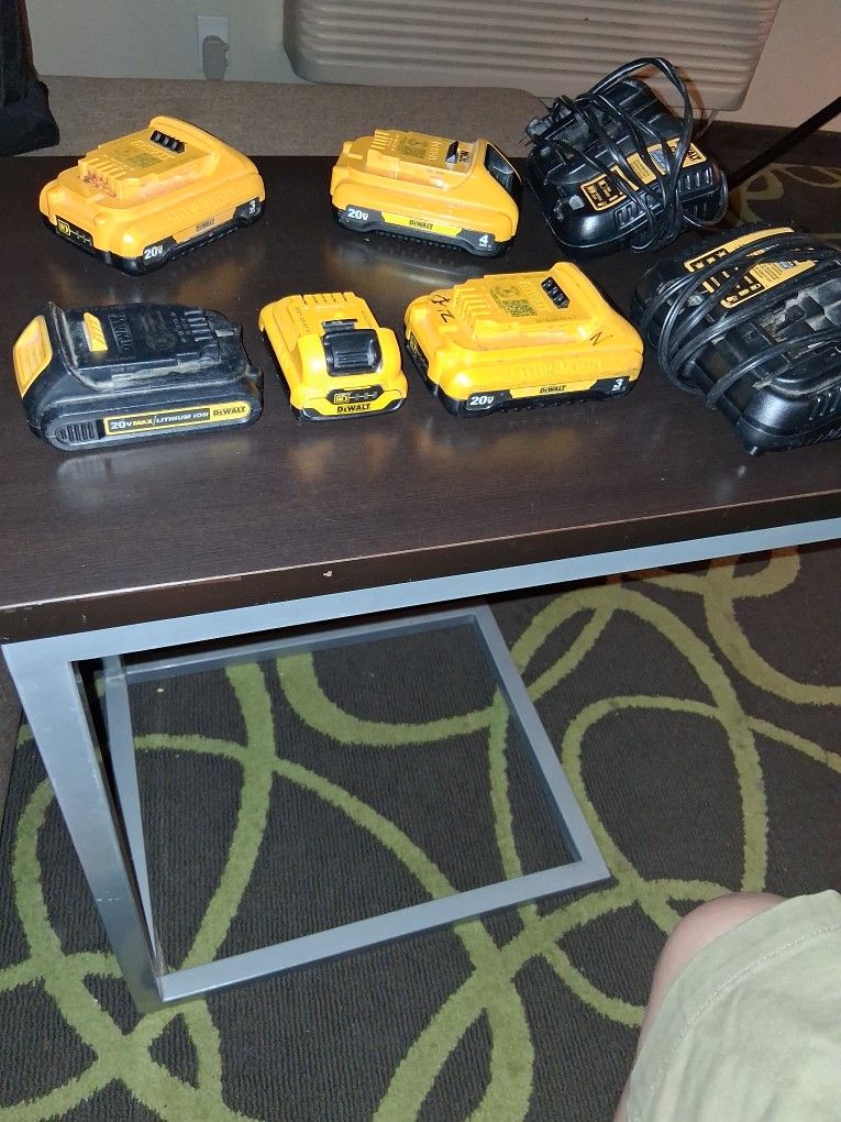 Dewalt 20v Set 5 Batteries -2 Bat Chargers 6 Tools