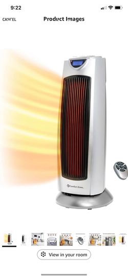 Comfort Zone Electric Oscillating Ceramic Tower Space Heater, Remote, Backlit Digital Thermostat & Temperature Display, Timer, & Overheat Sensor, Idea