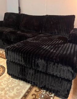 Brand New L Shape Plush Corduroy Sectional Sofa 