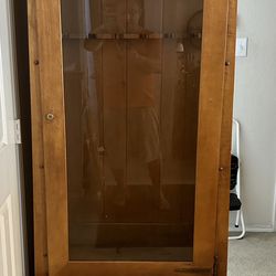 Wood Rifle Home Storage Glass Door Cabinet Keyed