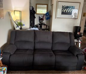 Black Ashley Fabric Reclining Sofa and loveseat set