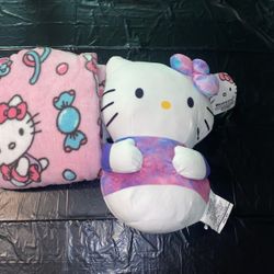 Hello Kitty Pillow And Throw Set