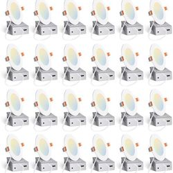 Amico 24 Pack 4 Inch 5CCT Ultra-Thin LED Recessed Ceiling Light with Junction Box