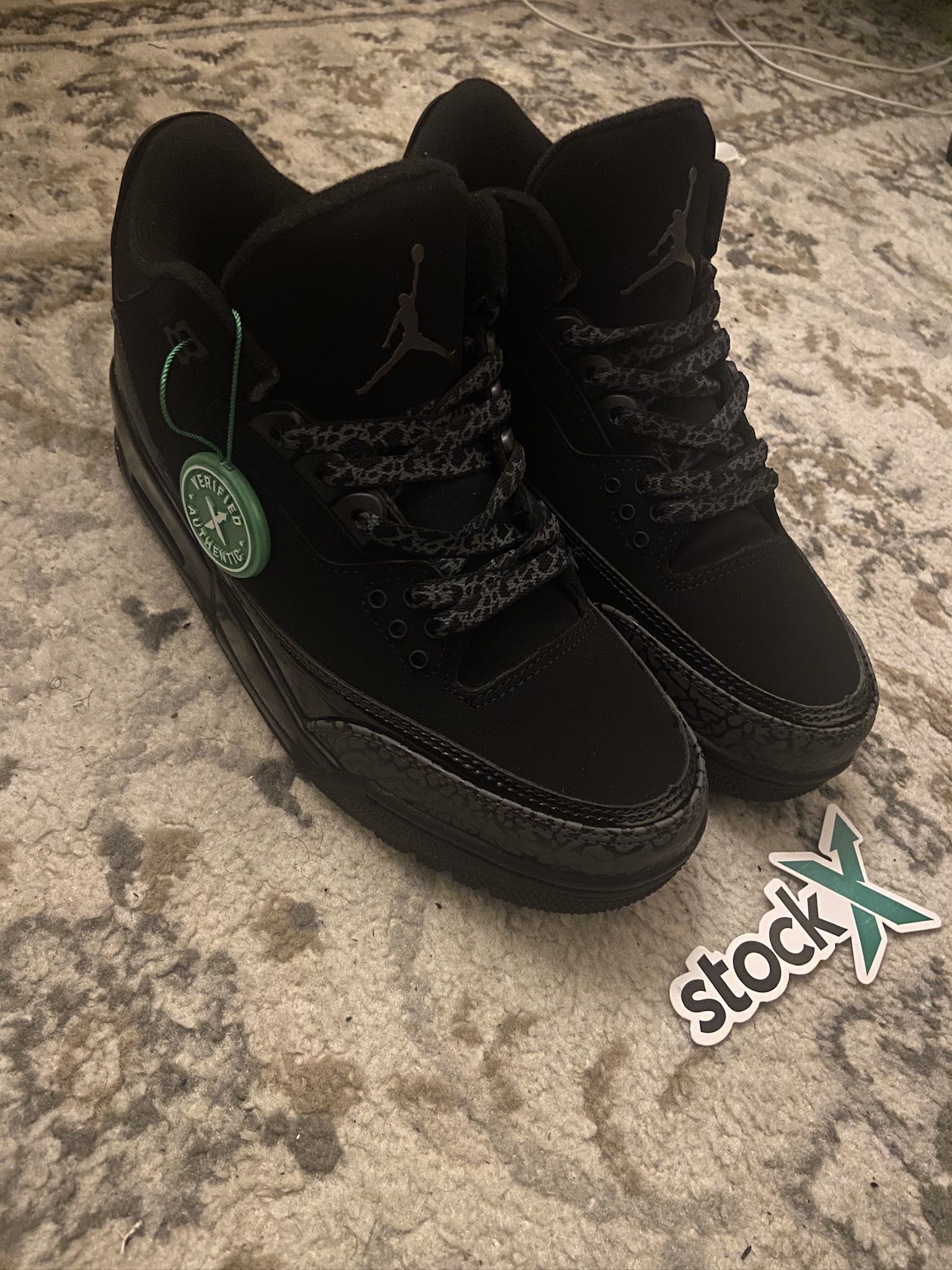 Size 8 Black Cat Jordan 3s Used No Box