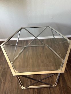 Octagonal Glass and Chrome Coffee Table