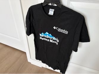 $5 for (1) Columbia Black Tee with White Logo and Blue Mountain Graphic