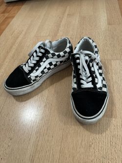 Vans Old Skool Checkerboard Platform Shoes, Women US 7.5