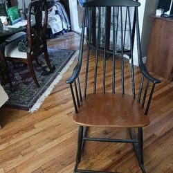 Lena Larsson Scandinavian Rocking Chair & Yellow Flokati Rug