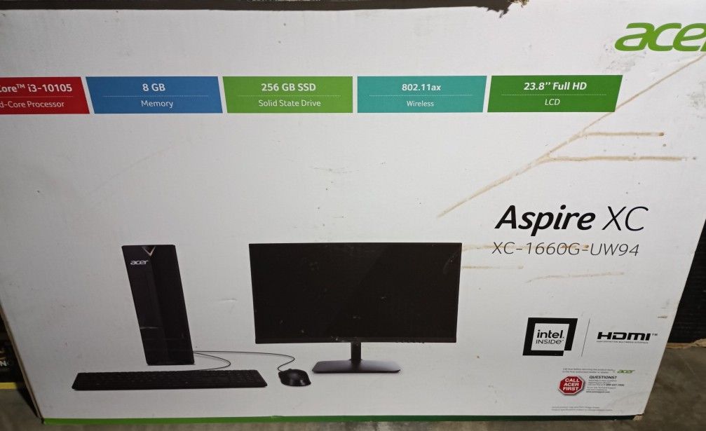 Brand New! Acer Aspire XC-1660G-UW94 Desktop Computer with 23.8" display
