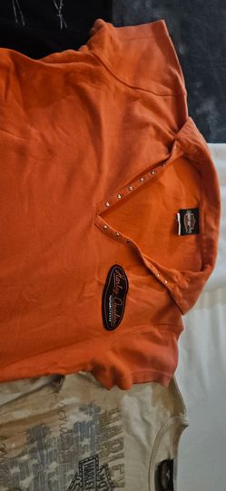 Harley-Davidson Orange T-Shirt with Studs