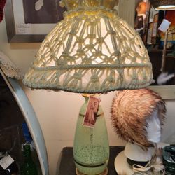 MCM Morano Glass Lamp With Macrame Lampshade 