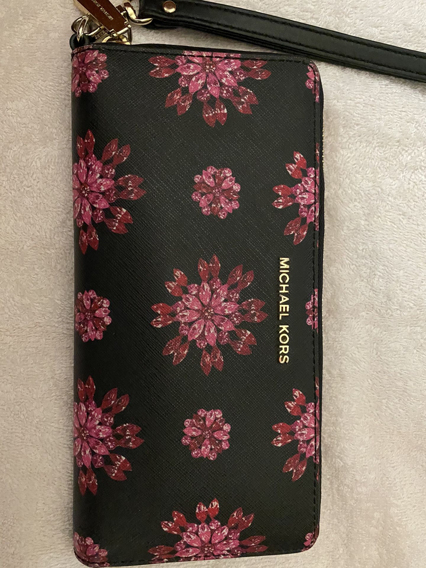 Black/ pink floral wallet.