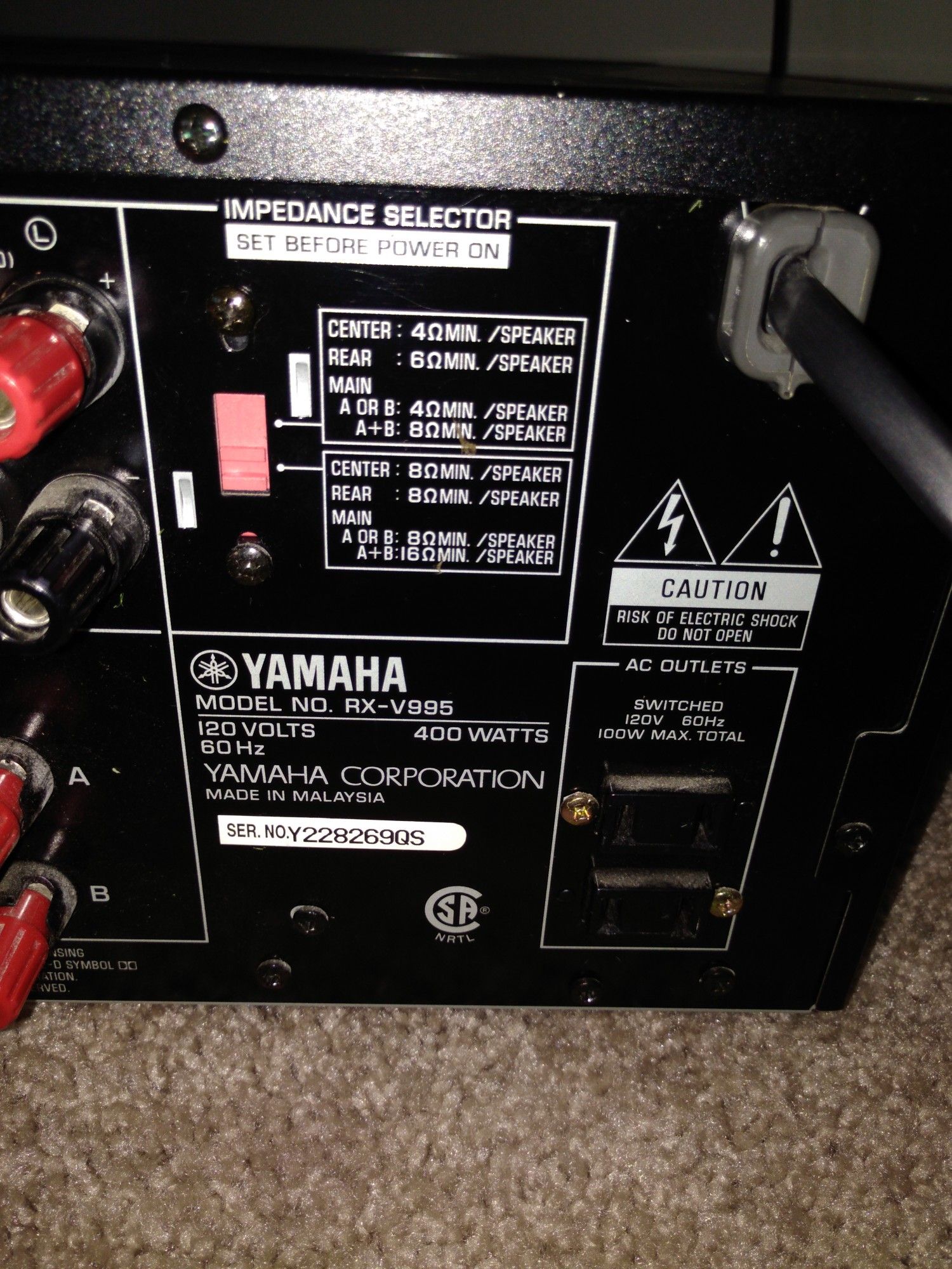 Yamaha RX-V995 Amplifier