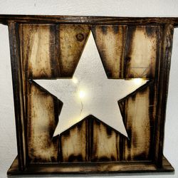 Texas Star Burned Wood Wall Art