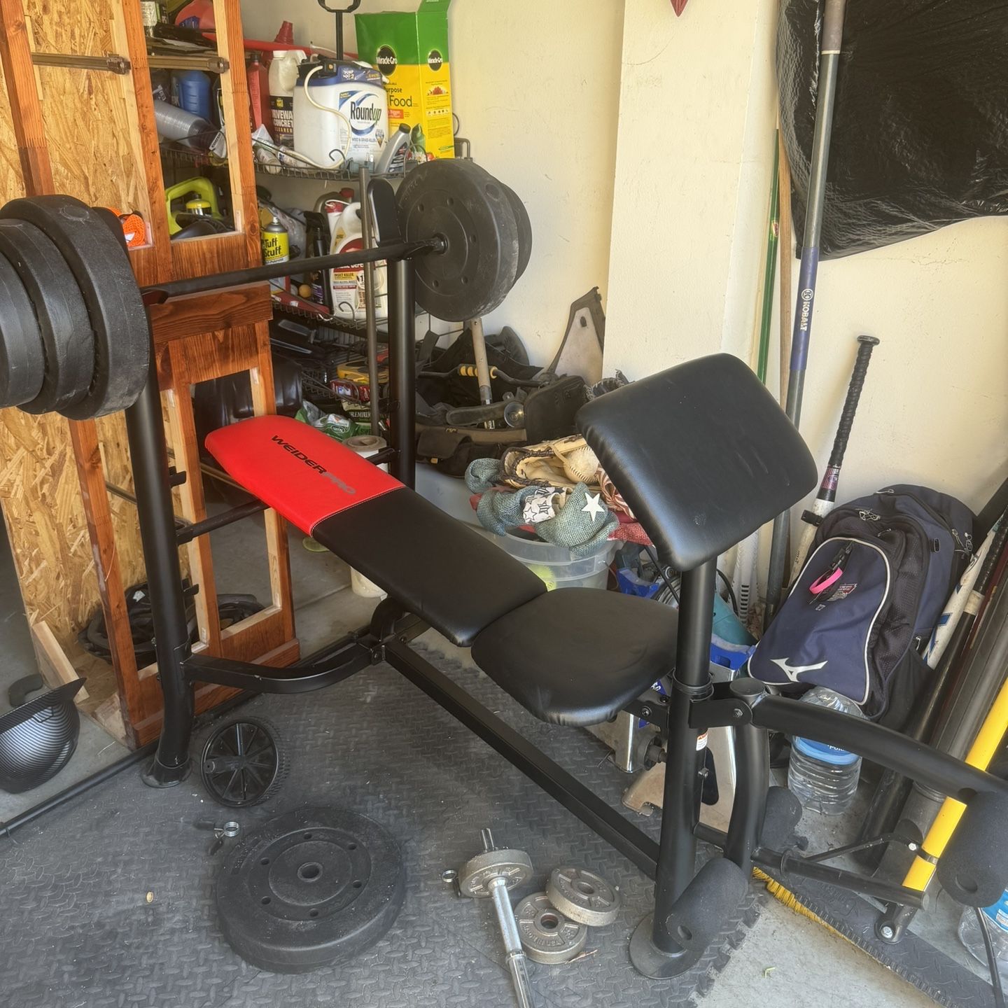 Weider Pro 265 Standard Bench with 80 Lb. Vinyl Weight Set for Sale in Chino CA OfferUp